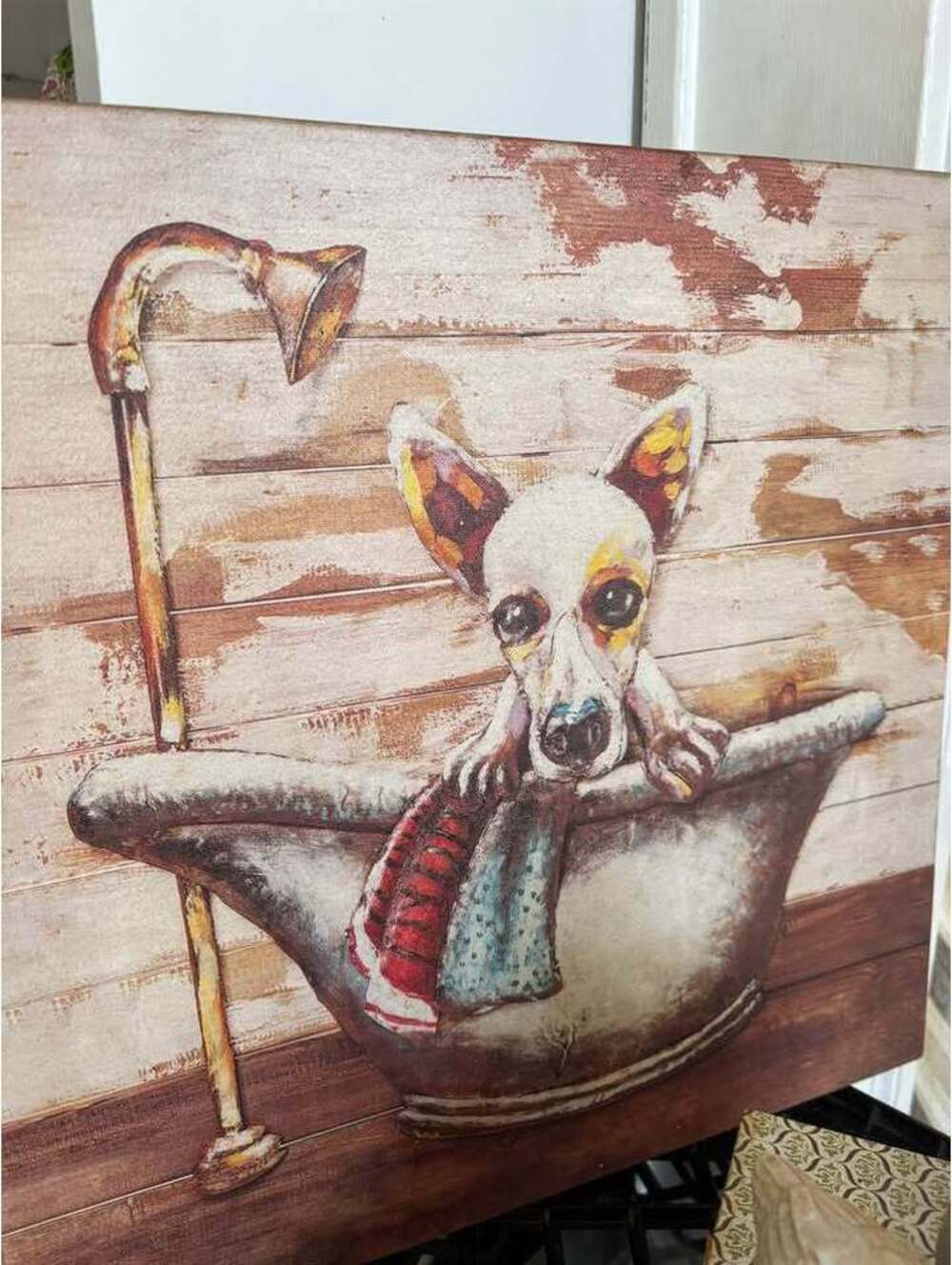 Chihuahua Dog Bathtub Canvas Wall Art